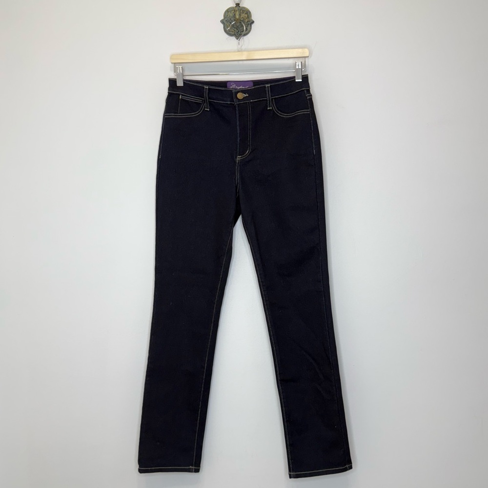NYDJ Straight Leg Jeans Dark Wash Women's Size 10 Stretch Dressy Classic